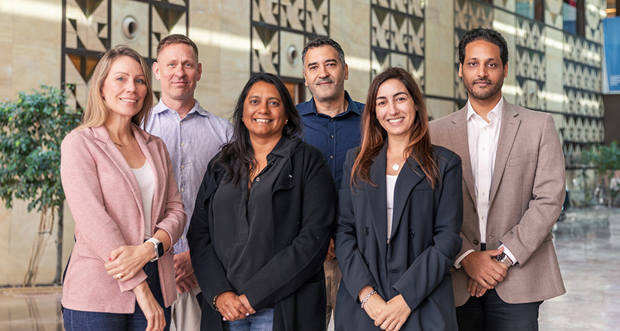 CMU-Q faculty members Jennifer Bruder, Thomas Mitchell, Silvia Pessoa, Mohamed Zayed, Pia Gomez-Laich and Khaled Harras.